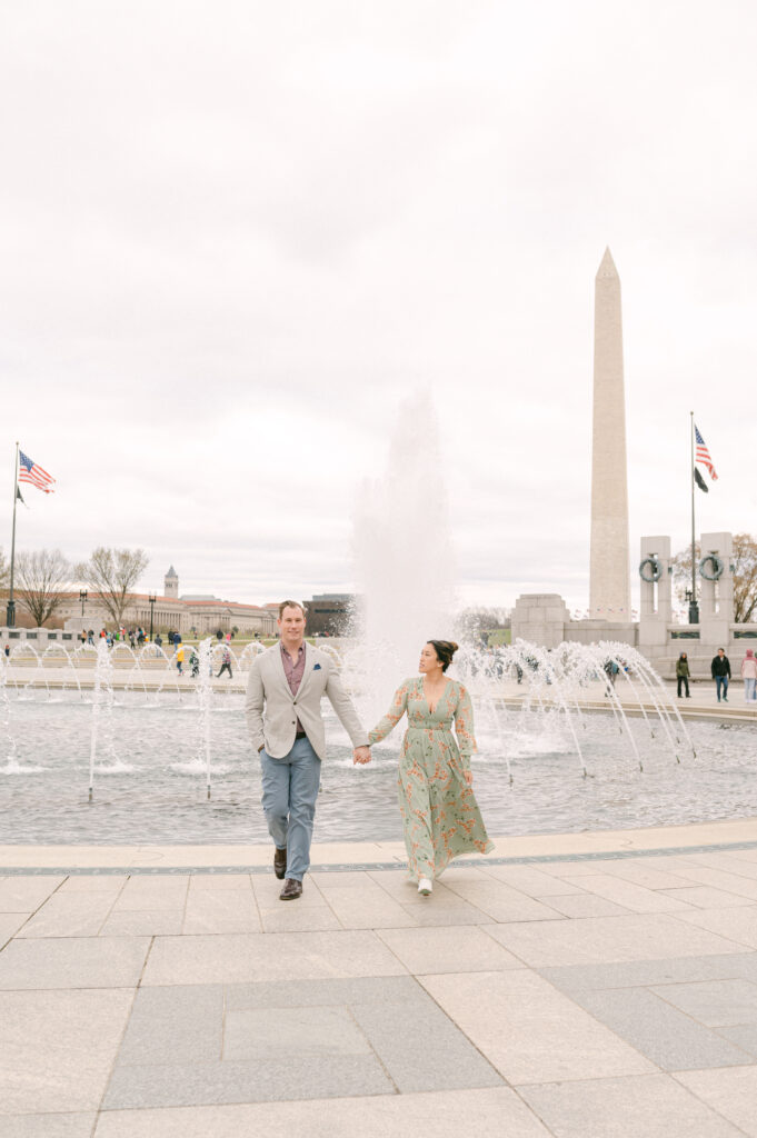 Couple celebrating their engagement in Washington DC photographed by fine art wedding photographer Kathleen Marie Ward. Fine art wedding, elopement, engagement photographer.